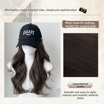 Ženska perika-kapa s jedinstvenom bejzbol kapom — dugi kovrčavi pramenovi, materijal: visokootporna svila, model MZ-2724-76