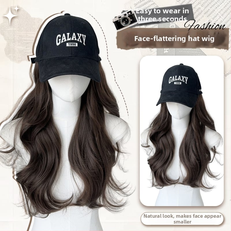 Ženska perika-kapa s jedinstvenom bejzbol kapom — dugi kovrčavi pramenovi, materijal: visokootporna svila, model MZ-2724-76
