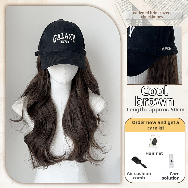 Ženska perika-kapa s jedinstvenom bejzbol kapom — dugi kovrčavi pramenovi, materijal: visokootporna svila, model MZ-2724-76