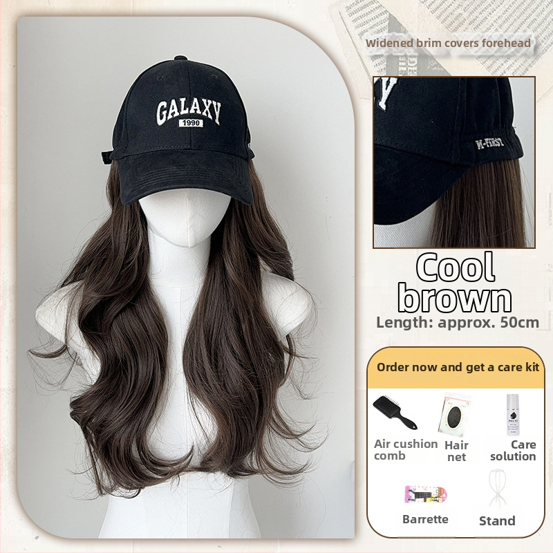Ženska perika-kapa s jedinstvenom bejzbol kapom — dugi kovrčavi pramenovi, materijal: visokootporna svila, model MZ-2724-76