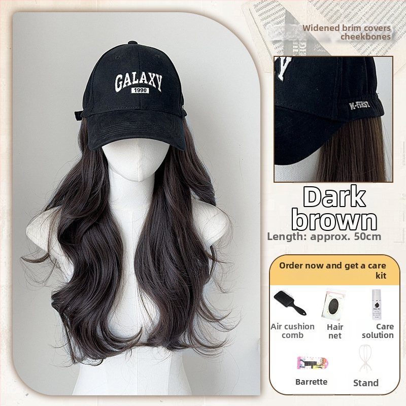 Ženska perika-kapa s jedinstvenom bejzbol kapom — dugi kovrčavi pramenovi, materijal: visokootporna svila, model MZ-2724-76