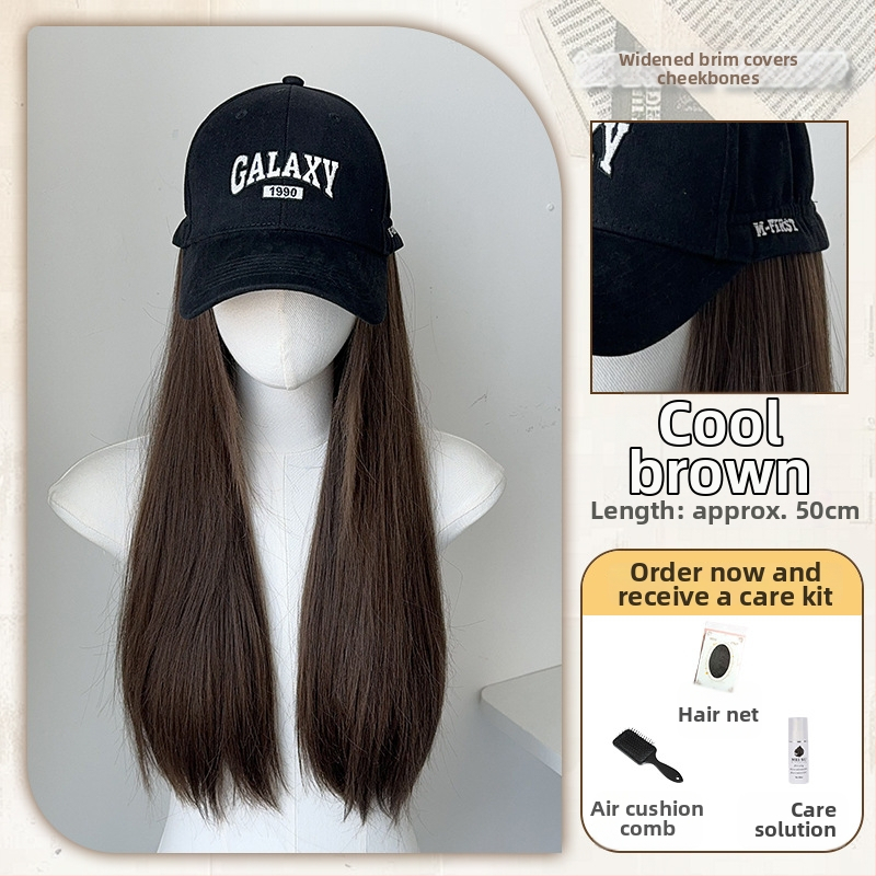 Ženska perika-kapa s jedinstvenom bejzbol kapom — dugi kovrčavi pramenovi, materijal: visokootporna svila, model MZ-2724-76