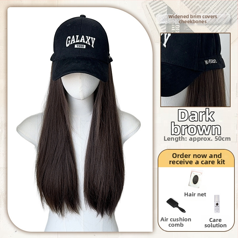 Ženska perika-kapa s jedinstvenom bejzbol kapom — dugi kovrčavi pramenovi, materijal: visokootporna svila, model MZ-2724-76