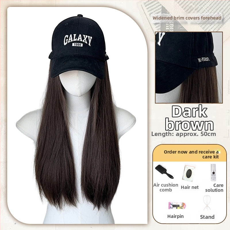 Ženska perika-kapa s jedinstvenom bejzbol kapom — dugi kovrčavi pramenovi, materijal: visokootporna svila, model MZ-2724-76