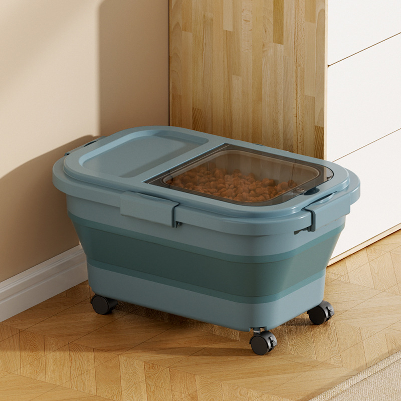 Recipient pliabil pentru hrana animalelor de companie — etanșare, rezistent la umezeală, anti-insecte, din PP, 10L+ capacitate, depozitare orez/grâne