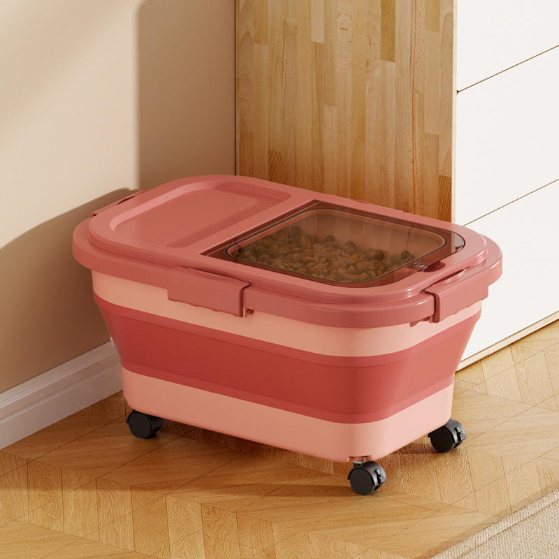 Recipient pliabil pentru hrana animalelor de companie — etanșare, rezistent la umezeală, anti-insecte, din PP, 10L+ capacitate, depozitare orez/grâne