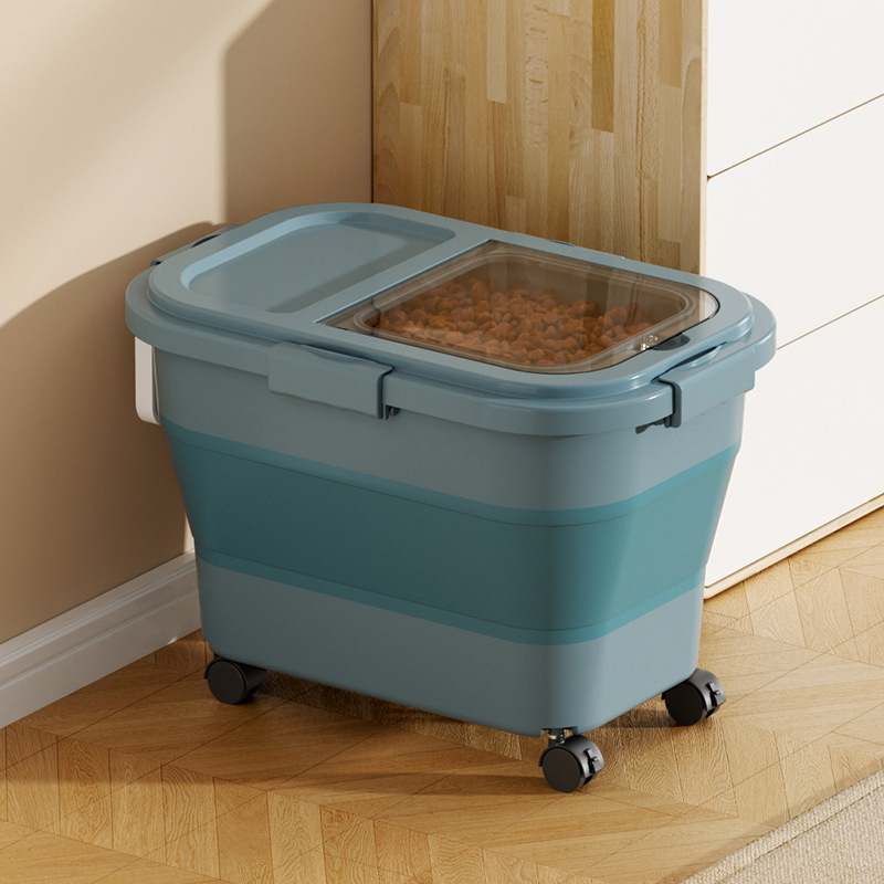 Recipient pliabil pentru hrana animalelor de companie — etanșare, rezistent la umezeală, anti-insecte, din PP, 10L+ capacitate, depozitare orez/grâne