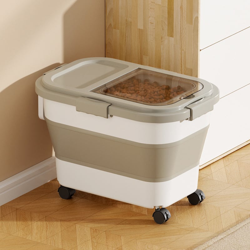 Recipient pliabil pentru hrana animalelor de companie — etanșare, rezistent la umezeală, anti-insecte, din PP, 10L+ capacitate, depozitare orez/grâne