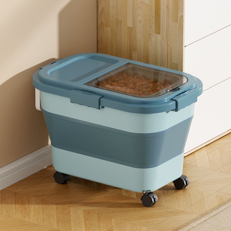 Recipient pliabil pentru hrana animalelor de companie — etanșare, rezistent la umezeală, anti-insecte, din PP, 10L+ capacitate, depozitare orez/grâne