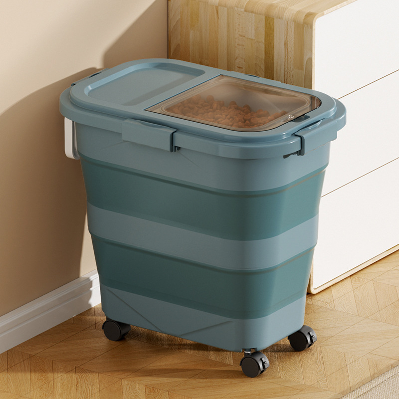 Recipient pliabil pentru hrana animalelor de companie — etanșare, rezistent la umezeală, anti-insecte, din PP, 10L+ capacitate, depozitare orez/grâne
