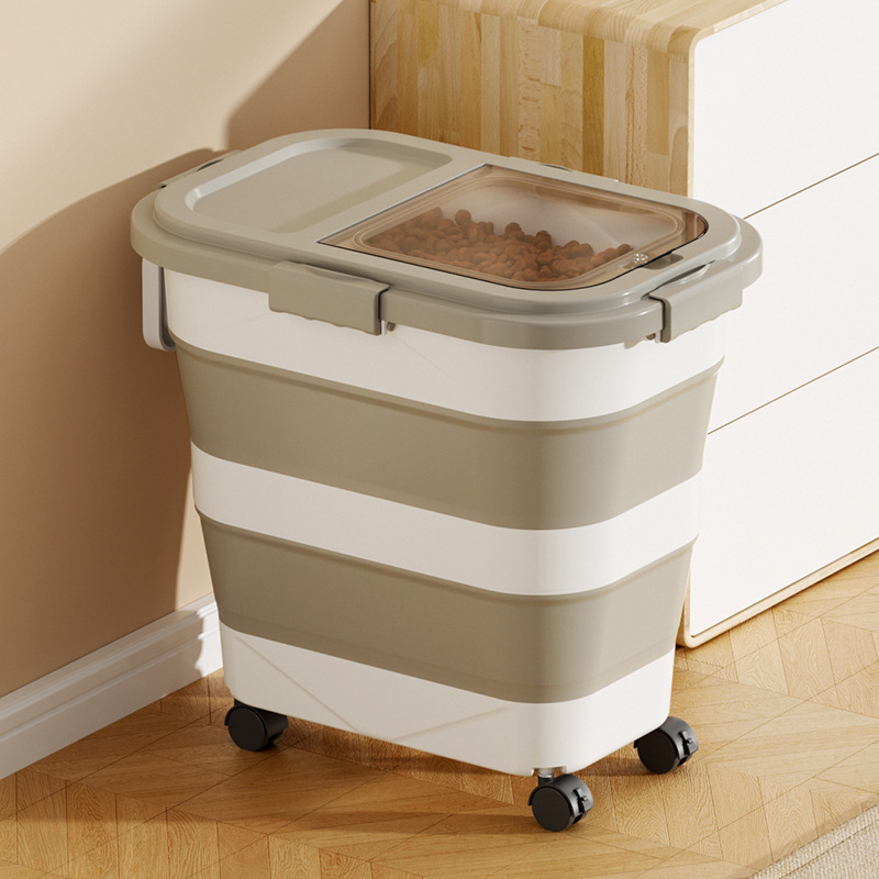 Recipient pliabil pentru hrana animalelor de companie — etanșare, rezistent la umezeală, anti-insecte, din PP, 10L+ capacitate, depozitare orez/grâne