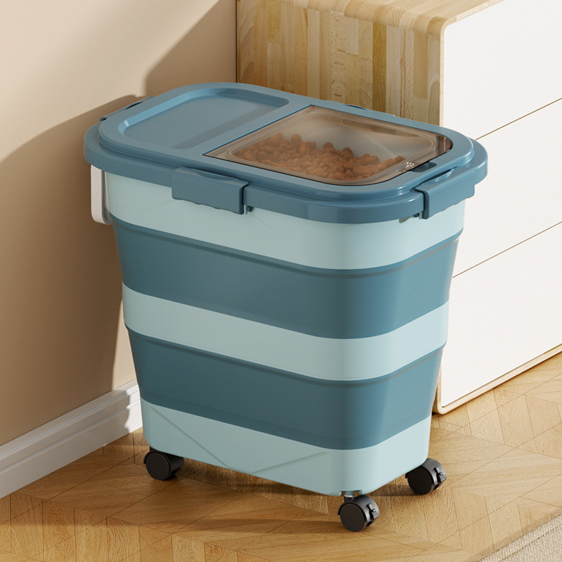 Recipient pliabil pentru hrana animalelor de companie — etanșare, rezistent la umezeală, anti-insecte, din PP, 10L+ capacitate, depozitare orez/grâne