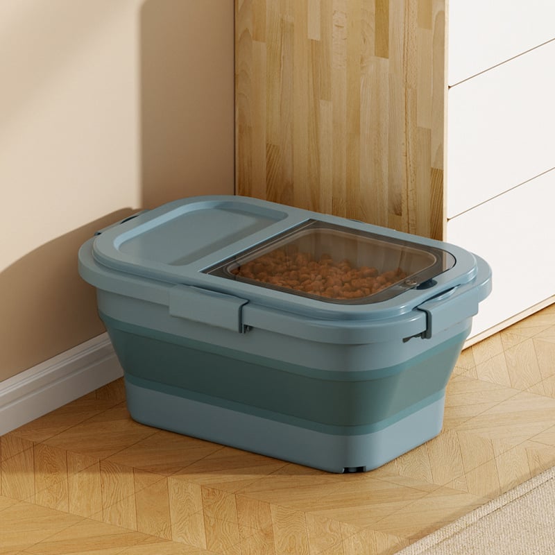 Recipient pliabil pentru hrana animalelor de companie — etanșare, rezistent la umezeală, anti-insecte, din PP, 10L+ capacitate, depozitare orez/grâne