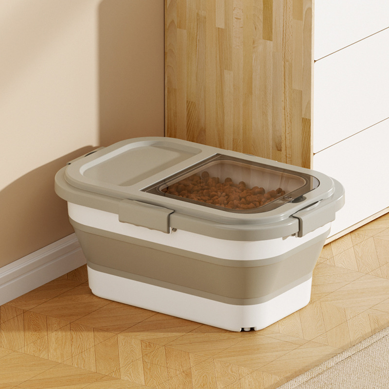 Recipient pliabil pentru hrana animalelor de companie — etanșare, rezistent la umezeală, anti-insecte, din PP, 10L+ capacitate, depozitare orez/grâne