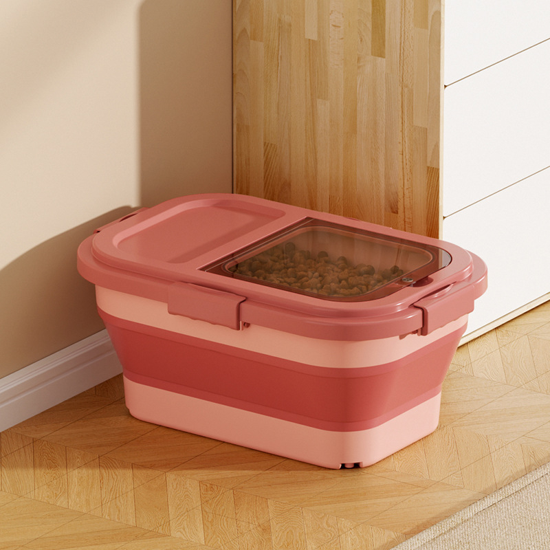 Recipient pliabil pentru hrana animalelor de companie — etanșare, rezistent la umezeală, anti-insecte, din PP, 10L+ capacitate, depozitare orez/grâne