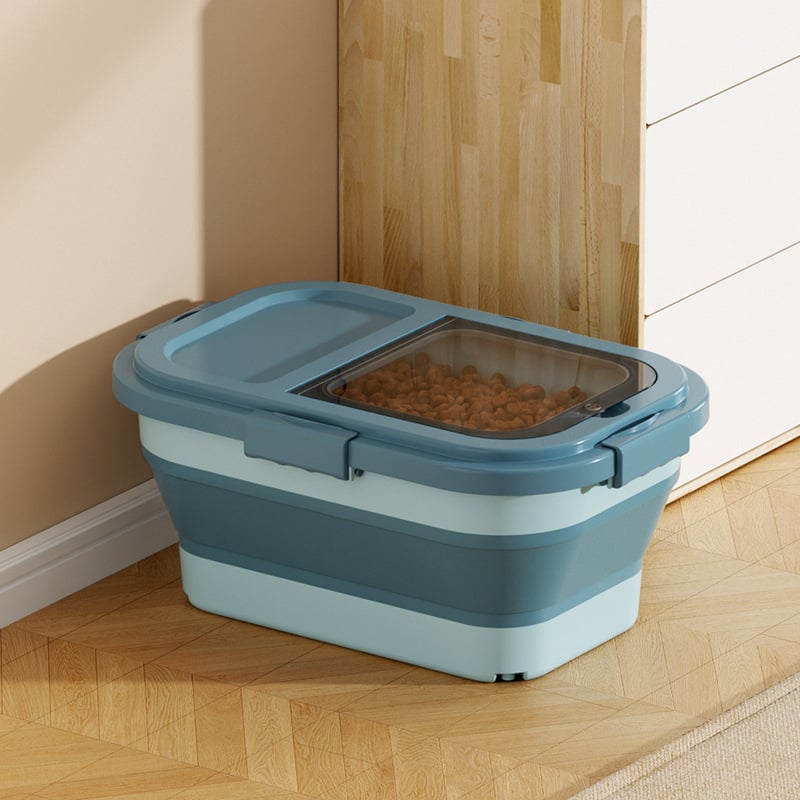 Recipient pliabil pentru hrana animalelor de companie — etanșare, rezistent la umezeală, anti-insecte, din PP, 10L+ capacitate, depozitare orez/grâne