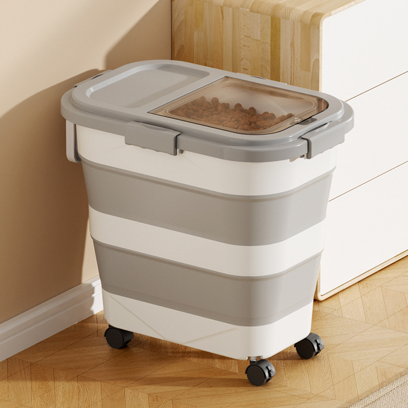 Recipient pliabil pentru hrana animalelor de companie — etanșare, rezistent la umezeală, anti-insecte, din PP, 10L+ capacitate, depozitare orez/grâne