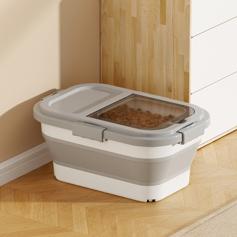 Recipient pliabil pentru hrana animalelor de companie — etanșare, rezistent la umezeală, anti-insecte, din PP, 10L+ capacitate, depozitare orez/grâne