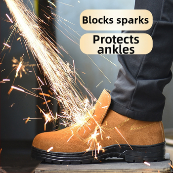 Pantofi de siguranță pentru bărbați, iarnă, înalți, cu vârf din oțel, anti-perforație, anti-șoc, personalizabili