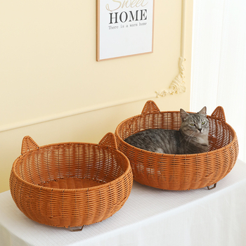 Cuib de pisică din ratan – respirabil, pentru interior, pentru pisici, primăvară-vară.