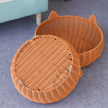 Cuib de pisică din ratan – respirabil, pentru interior, pentru pisici, primăvară-vară.