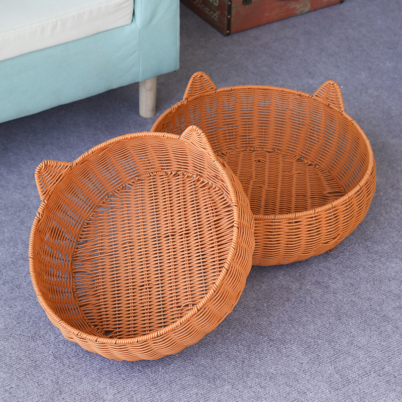 Cuib de pisică din ratan – respirabil, pentru interior, pentru pisici, primăvară-vară.