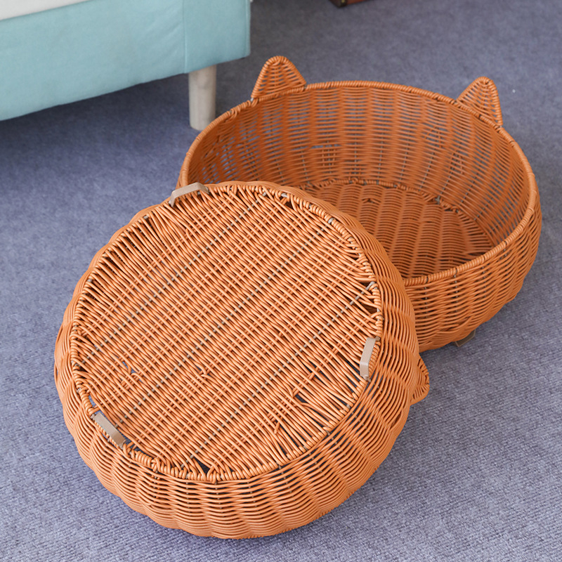 Cuib de pisică din ratan – respirabil, pentru interior, pentru pisici, primăvară-vară.