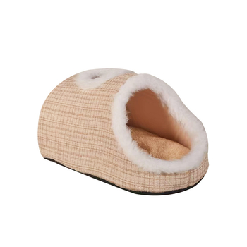 Debelo 3D mačje gnijezdo Macaron, dvobojno, toplo za jesen-zimu, s otvorima za ventilaciju, prijenosno s ručkom, mekani pjenasti ležaj, prugasti uzorak