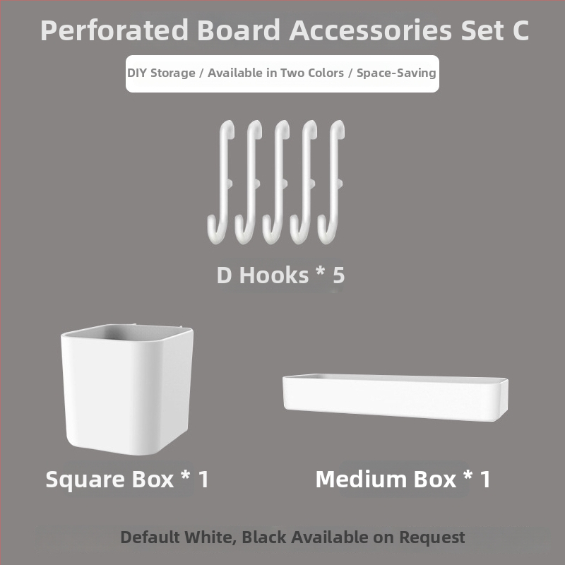 Pegboard set za zid bez bušenja — pričvršćivanje prisisnom na zid, plastika, jednostavan i moderan stil, japanski DIY inspiriran, 1 razina, za skladištenje u dnevnoj sobi