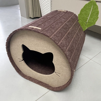 Cuib pentru pisici și tunel — din filc, pliabil, adăpost semiînchis pentru pisici, cuiburi pentru animale de companie