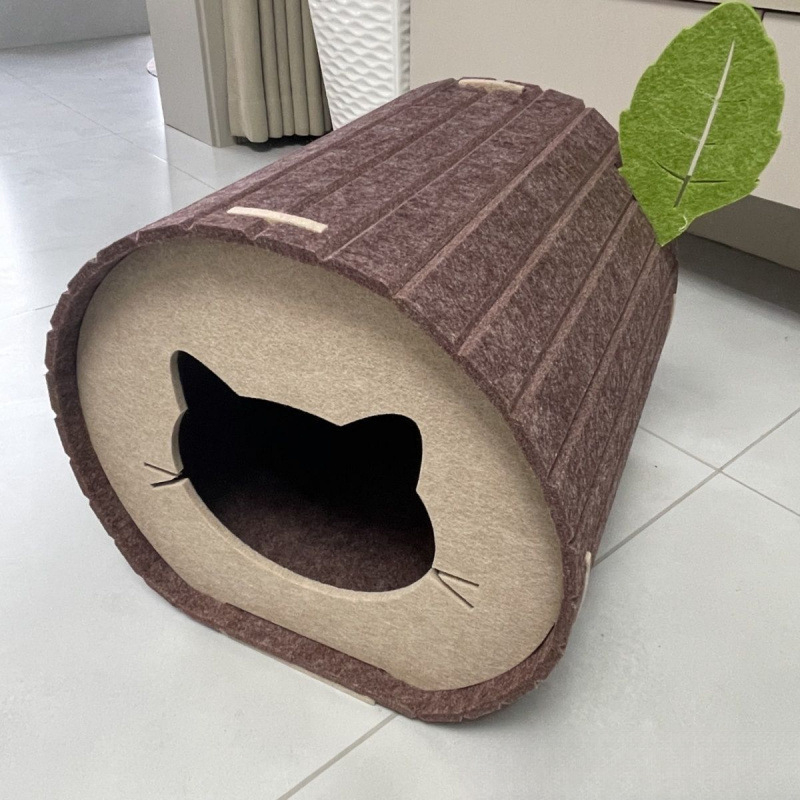 Cuib pentru pisici și tunel — din filc, pliabil, adăpost semiînchis pentru pisici, cuiburi pentru animale de companie