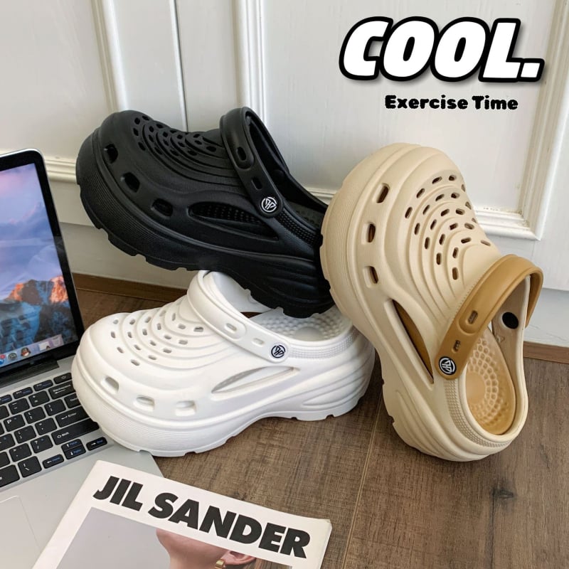 Papuci de plajă din EVA, stil Crocs, pentru femei | 7 cm creștere înălțime | antiderapante, antiodor | talpă turnată prin injecție