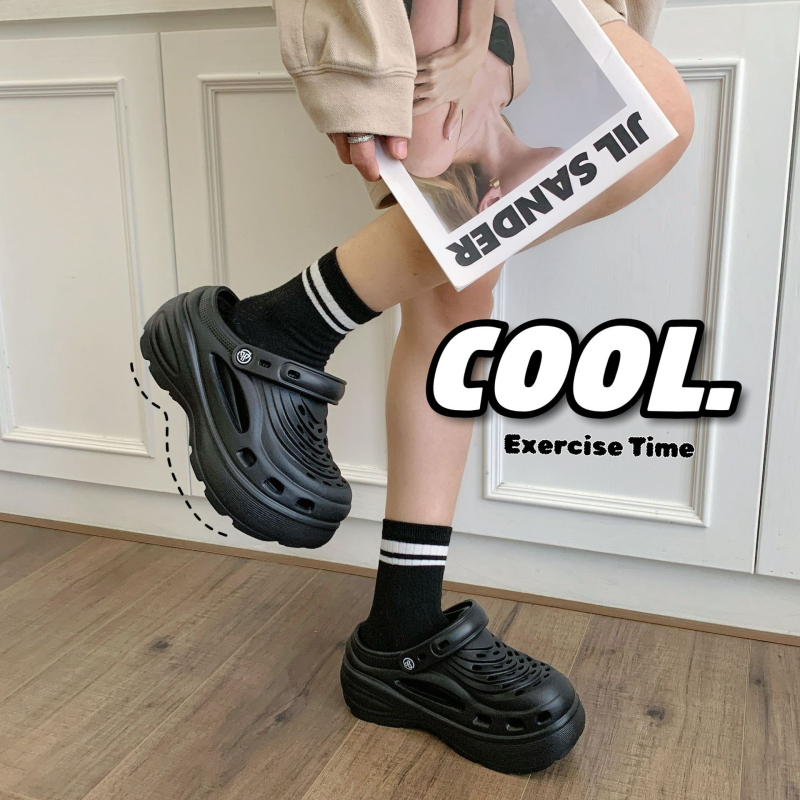 Papuci de plajă din EVA, stil Crocs, pentru femei | 7 cm creștere înălțime | antiderapante, antiodor | talpă turnată prin injecție