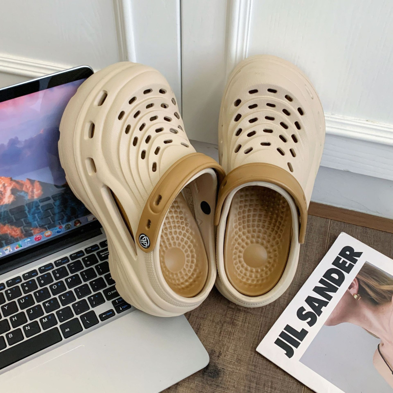 Papuci de plajă din EVA, stil Crocs, pentru femei | 7 cm creștere înălțime | antiderapante, antiodor | talpă turnată prin injecție