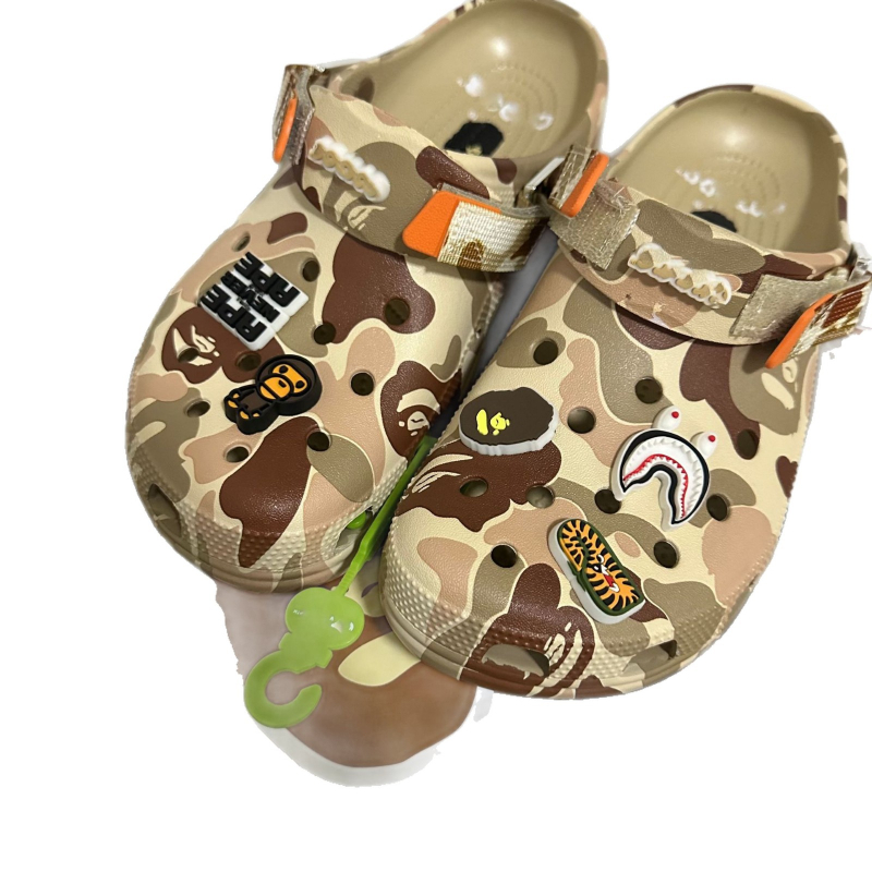 Sandale de plajă cu camuflaj de maimuță, închidere Velcro, profil redus, parte superioară EVA și talpă EVA