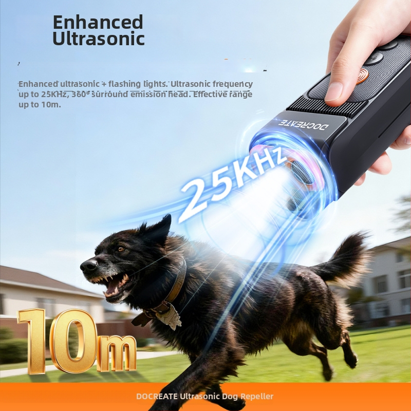 Ultrazvukové zariadenie na výcvik psov s tromi hlavami, baterka, vysoký výkon, proti šteknutiu