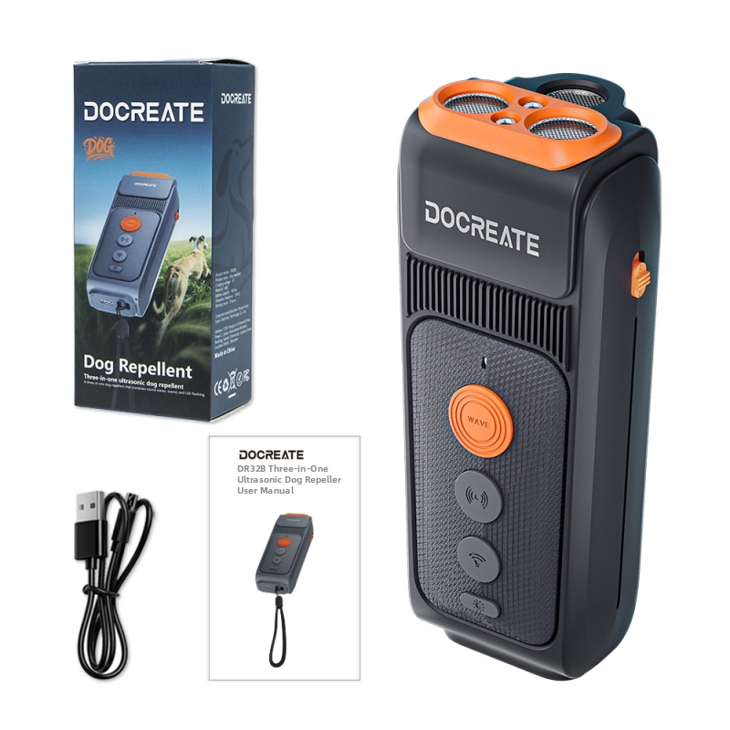 Ultrazvukové zariadenie na výcvik psov s tromi hlavami, baterka, vysoký výkon, proti šteknutiu
