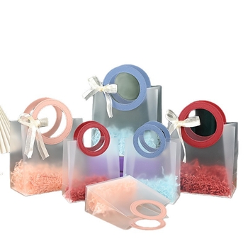 Geantă rotundă din PP, transparentă, cu mâner — dublu strat 60 silk, producție zilnică 10000, brand Fast