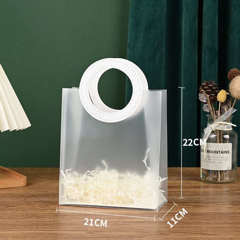 Geantă rotundă din PP, transparentă, cu mâner — dublu strat 60 silk, producție zilnică 10000, brand Fast