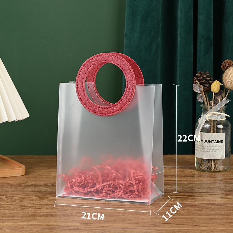 Geantă rotundă din PP, transparentă, cu mâner — dublu strat 60 silk, producție zilnică 10000, brand Fast