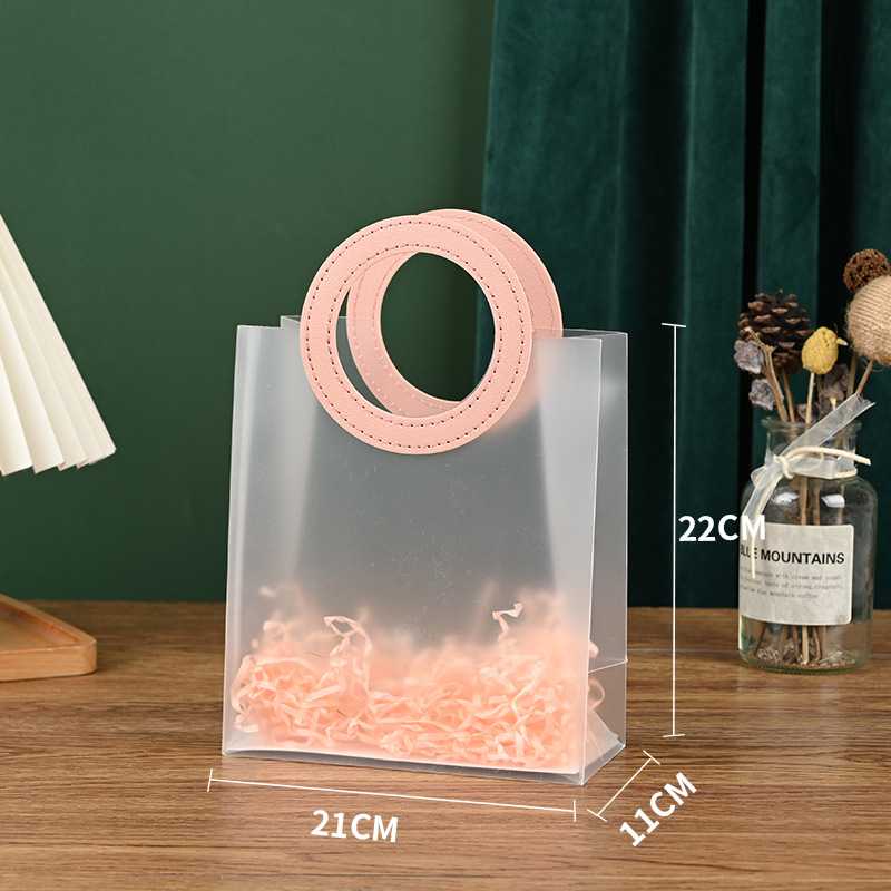 Geantă rotundă din PP, transparentă, cu mâner — dublu strat 60 silk, producție zilnică 10000, brand Fast