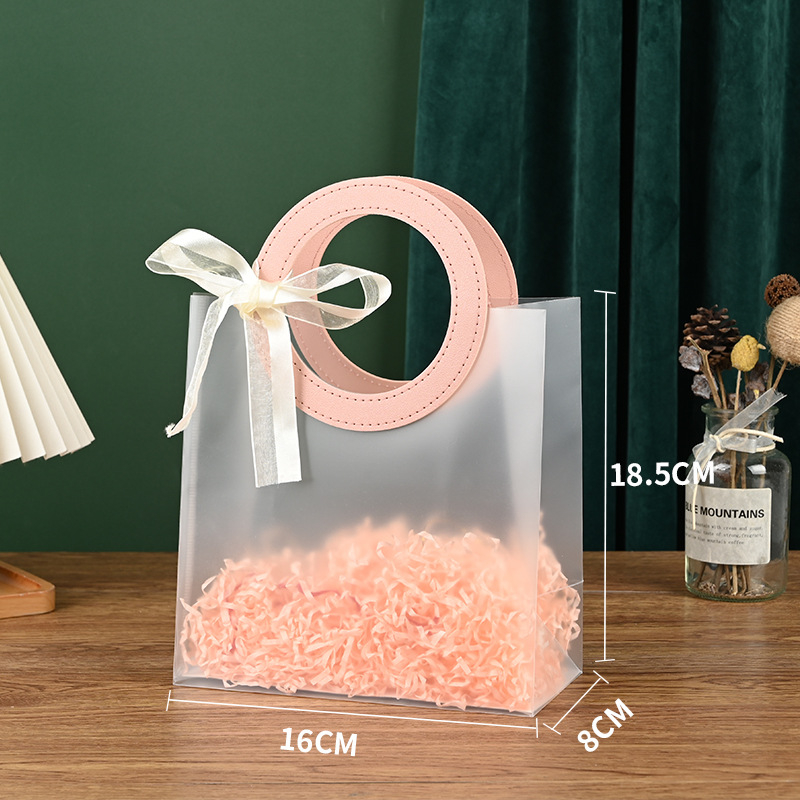 Geantă rotundă din PP, transparentă, cu mâner — dublu strat 60 silk, producție zilnică 10000, brand Fast