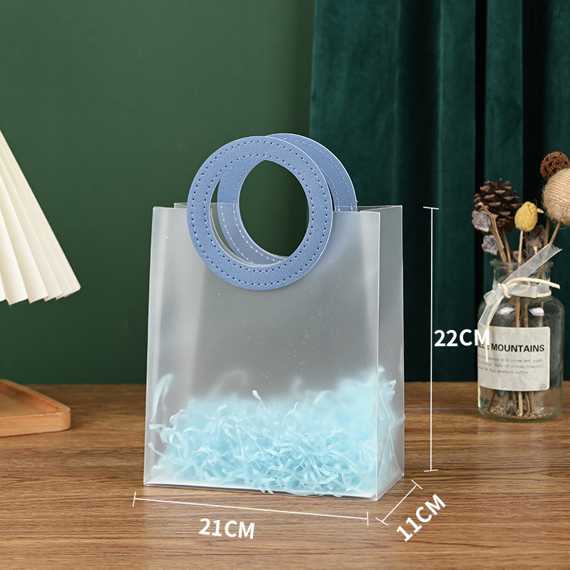 Geantă rotundă din PP, transparentă, cu mâner — dublu strat 60 silk, producție zilnică 10000, brand Fast