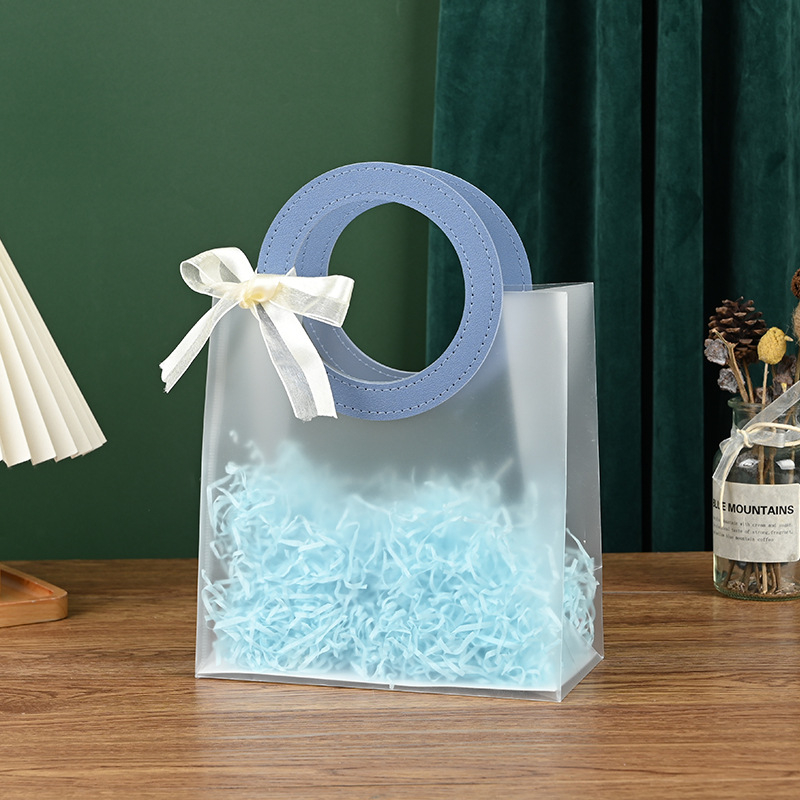 Geantă rotundă din PP, transparentă, cu mâner — dublu strat 60 silk, producție zilnică 10000, brand Fast