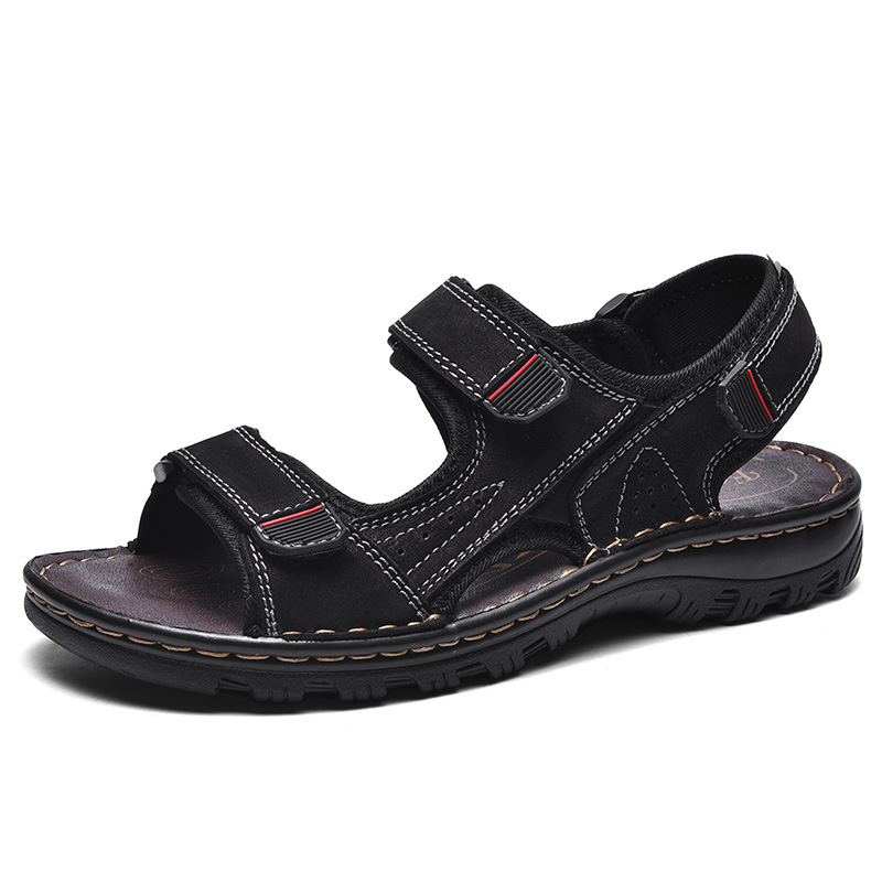 Escape Leopard férfi bőrszandál, nyitott ujjal, Velcro zárás, gumi talp, lélegző, csúszásmentes