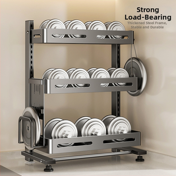 Nehrđajući čelični stalak za začine, višeslojni, na kuhinjskom radnom pultu, Er mo, bez bušenja