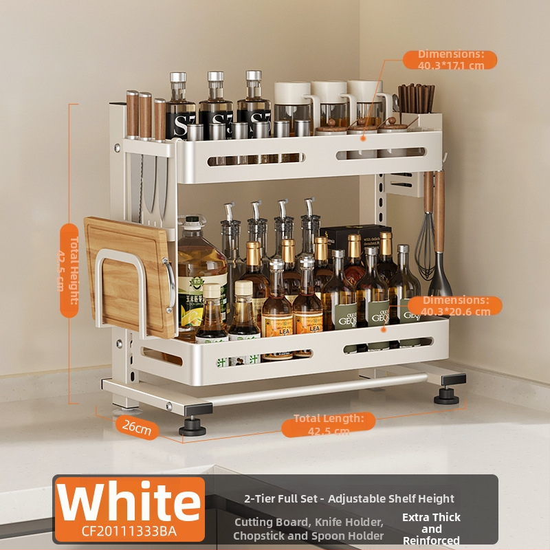 Nehrđajući čelični stalak za začine, višeslojni, na kuhinjskom radnom pultu, Er mo, bez bušenja