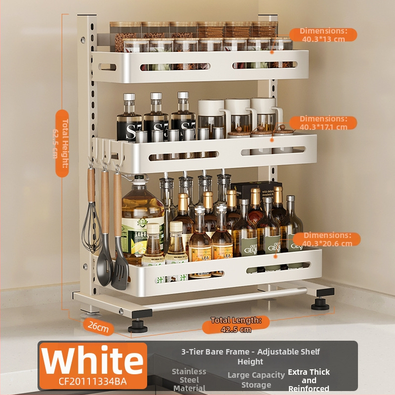 Nehrđajući čelični stalak za začine, višeslojni, na kuhinjskom radnom pultu, Er mo, bez bušenja