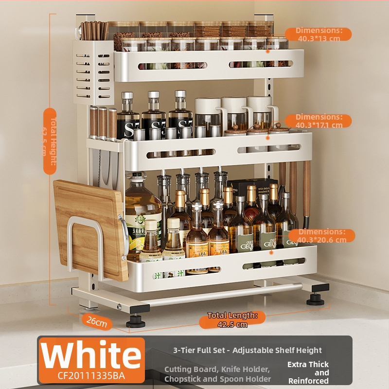 Nehrđajući čelični stalak za začine, višeslojni, na kuhinjskom radnom pultu, Er mo, bez bušenja