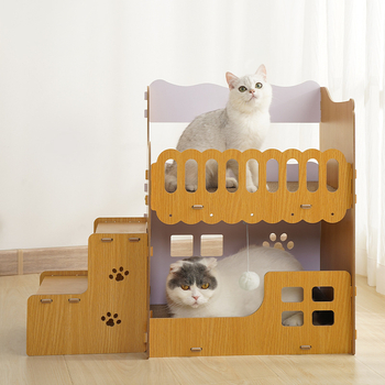 Drvena pločica za grebanje mačaka s integriranim gnijezdom – za mačke, Meow Fairy marka, podrijetlo Jiangsu